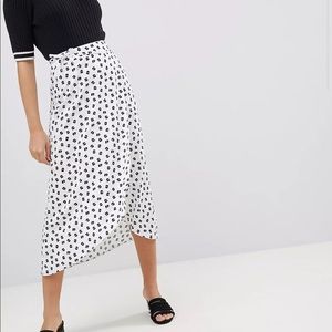 ASOS Petite wrap jacquard midi skirt in mixed floral and spot print